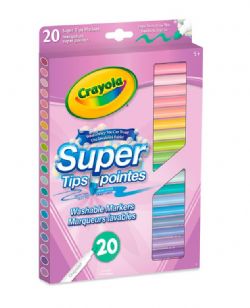 CRAYOLA - 20 MARQUEURS LAVABLES SUPER POINTES PASTEL